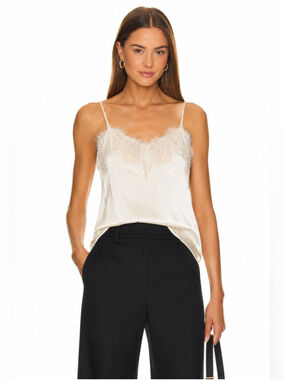 Cami NYC Ivory Lace-Trim Silk Cami Top